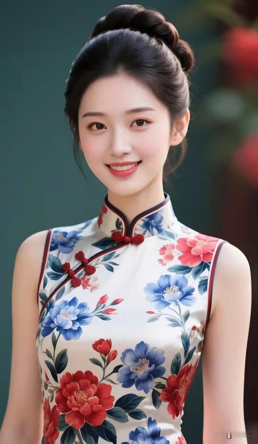 繁花似锦，东方旗袍冰肌玉骨，明眸皓齿天生丽质，国色天香花容月貌，百媚千娇