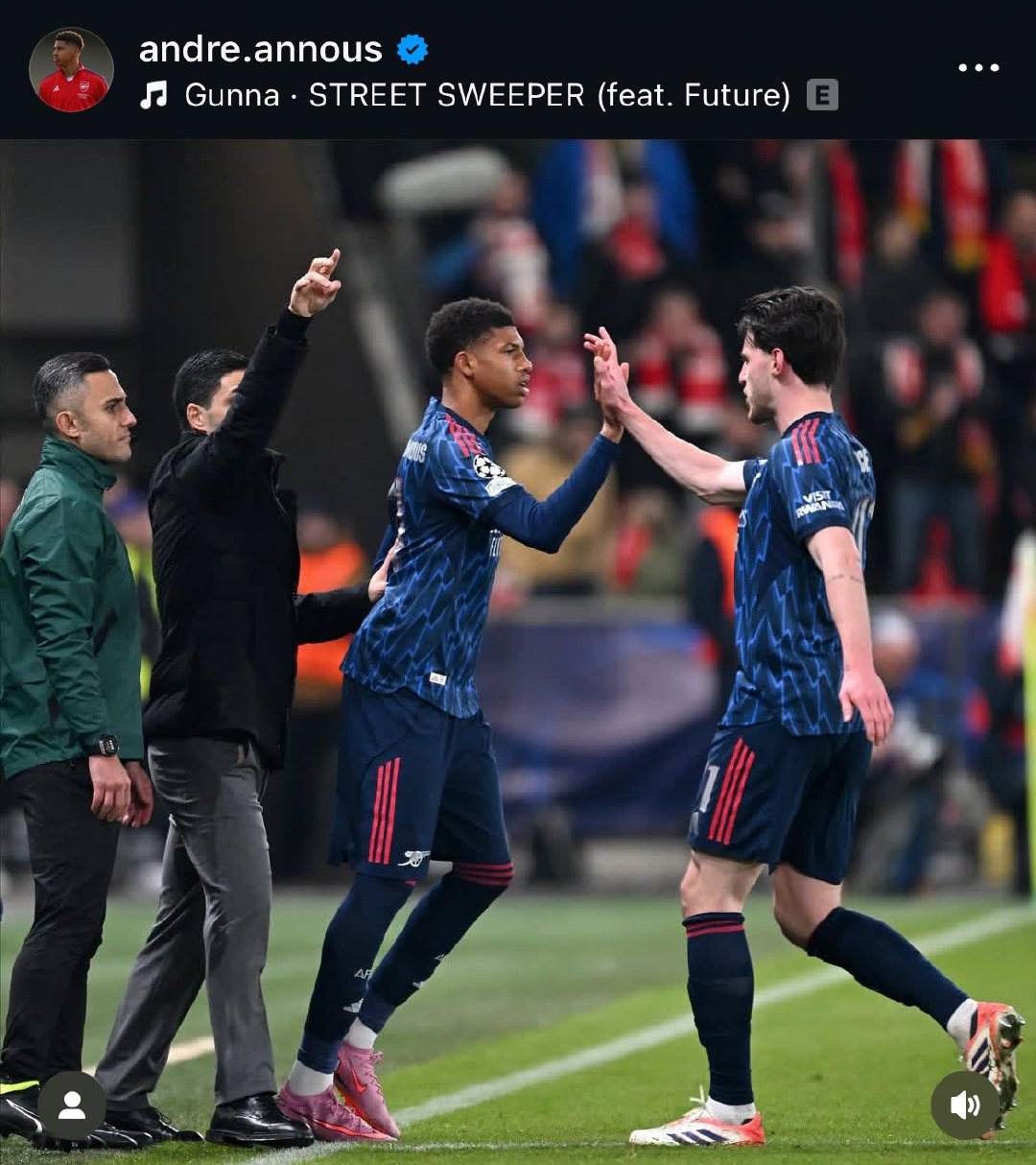 小将安努斯赛后ins动态：欧冠处子秀。感恩机遇，静待更多可能！Allglory