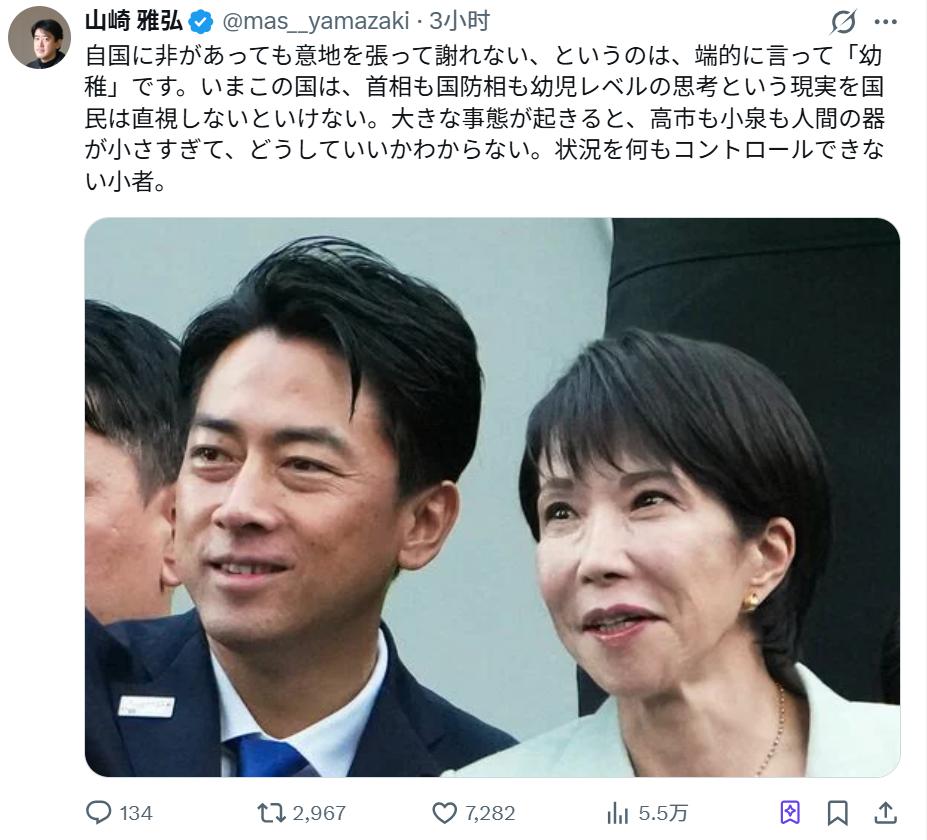 高市早苗和小泉进次郎这对组合，终究还是把日本政治带进了一个“巨婴时代”。