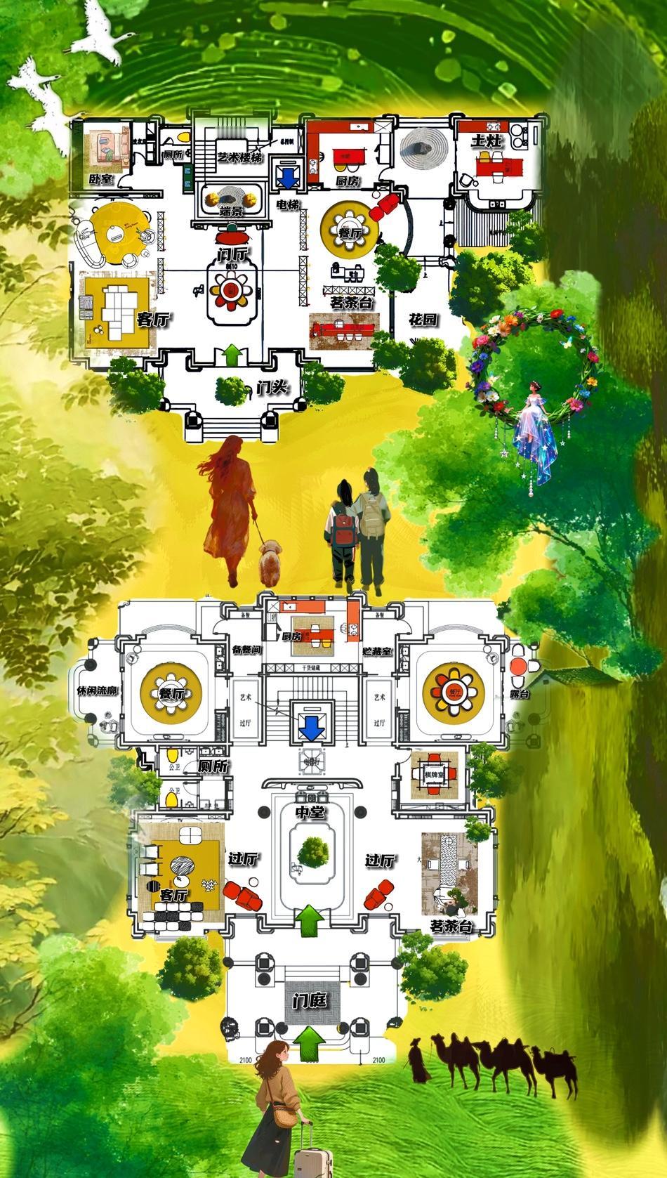 自建房就像一场戏，演技好，350㎡绽放出中式城堡的光彩，300㎡拒绝土气，整体上