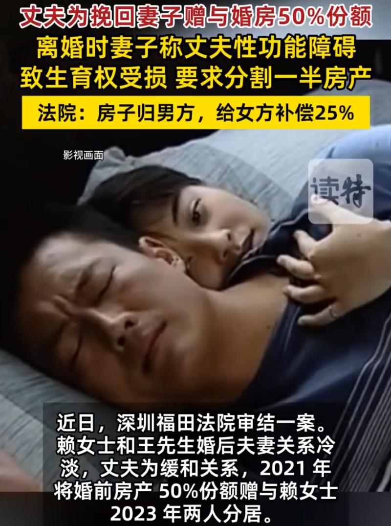 广东深圳，一对夫妻结婚后，妻子发现丈夫在房事方面力不从心，关系逐渐冷淡，丈夫为了