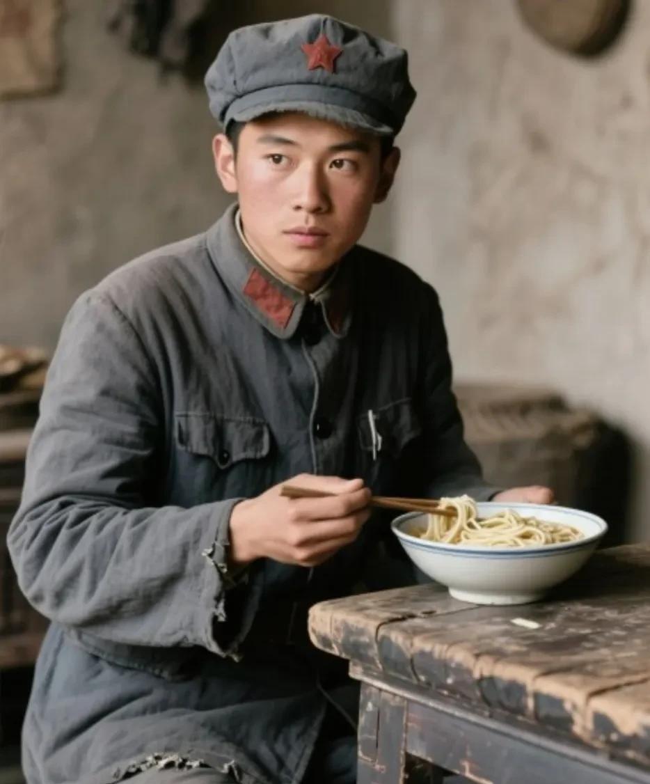 1937年，一老乡给西路军电台的台长耿锡祥做了一碗面条。耿锡祥狼吞虎咽吃的时候，