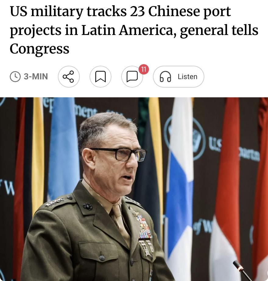 外媒：美国南方司令部司令弗朗西斯·多诺万将军在国会听证会上披露，美军正在监控拉丁