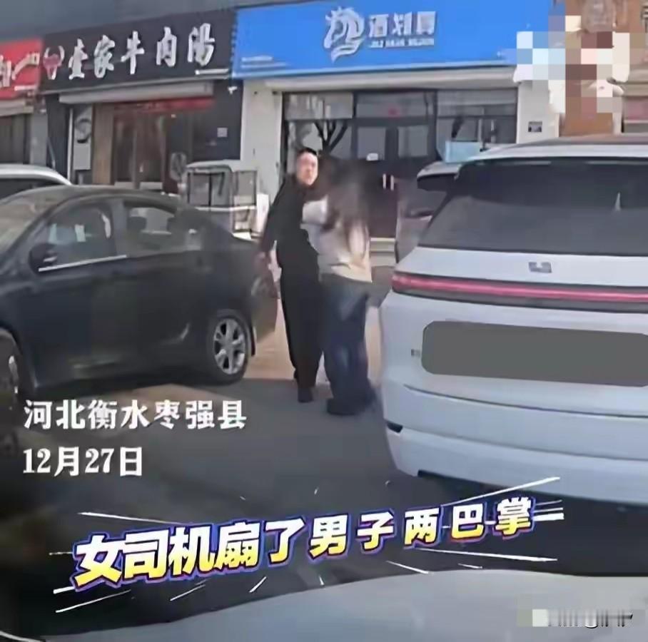 河北衡水枣强这位理想女车主真的太霸道，人家只是让她挪个车，他下车后上来就扇人家两