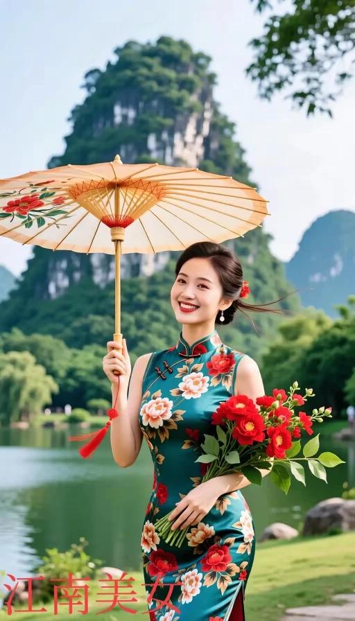 天下景色看不完，山青水秀尽游览。心宽自能消忧愁，平安喜乐尽开颜。