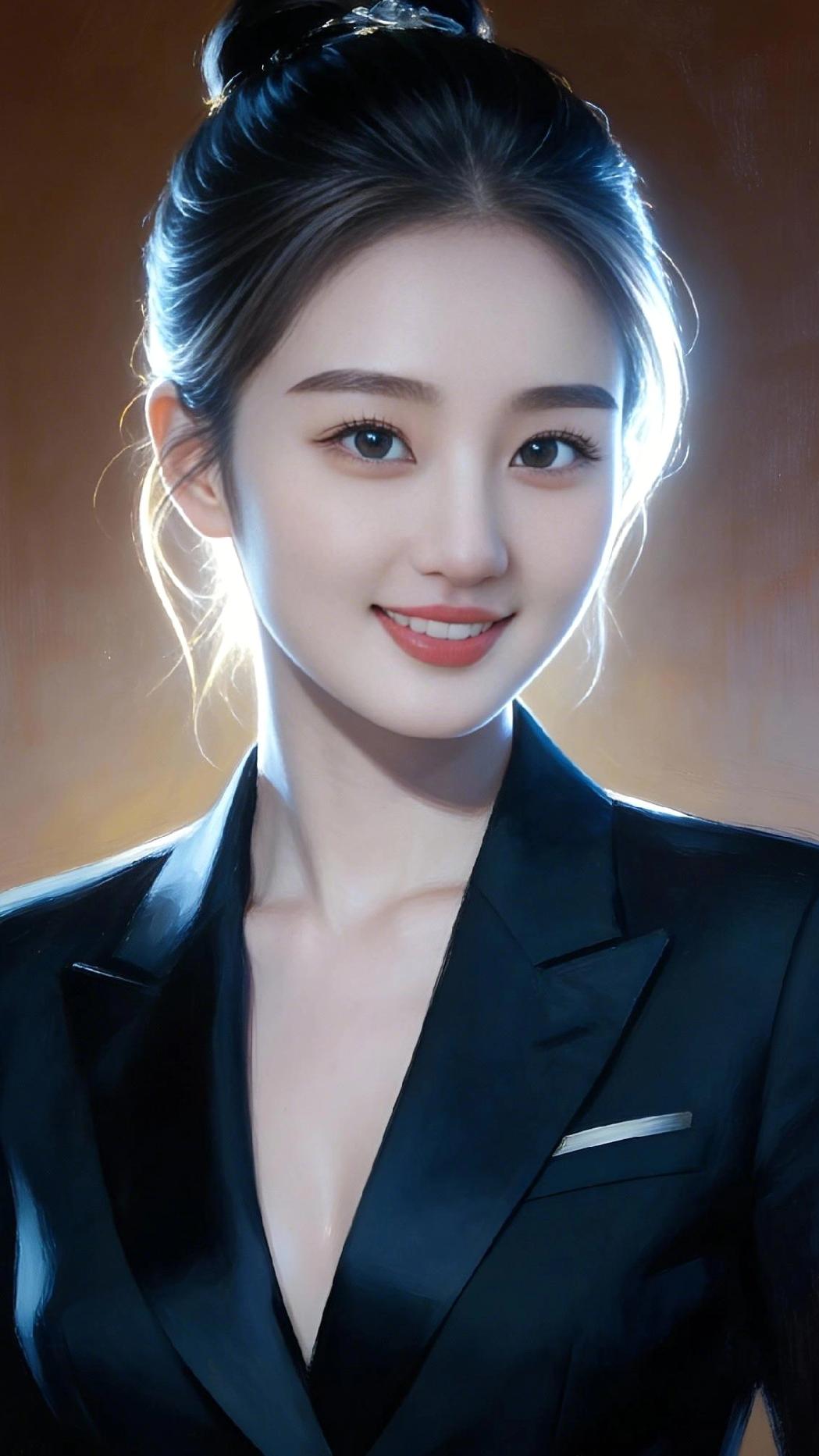 明眸如秋水，笑靥似春风。