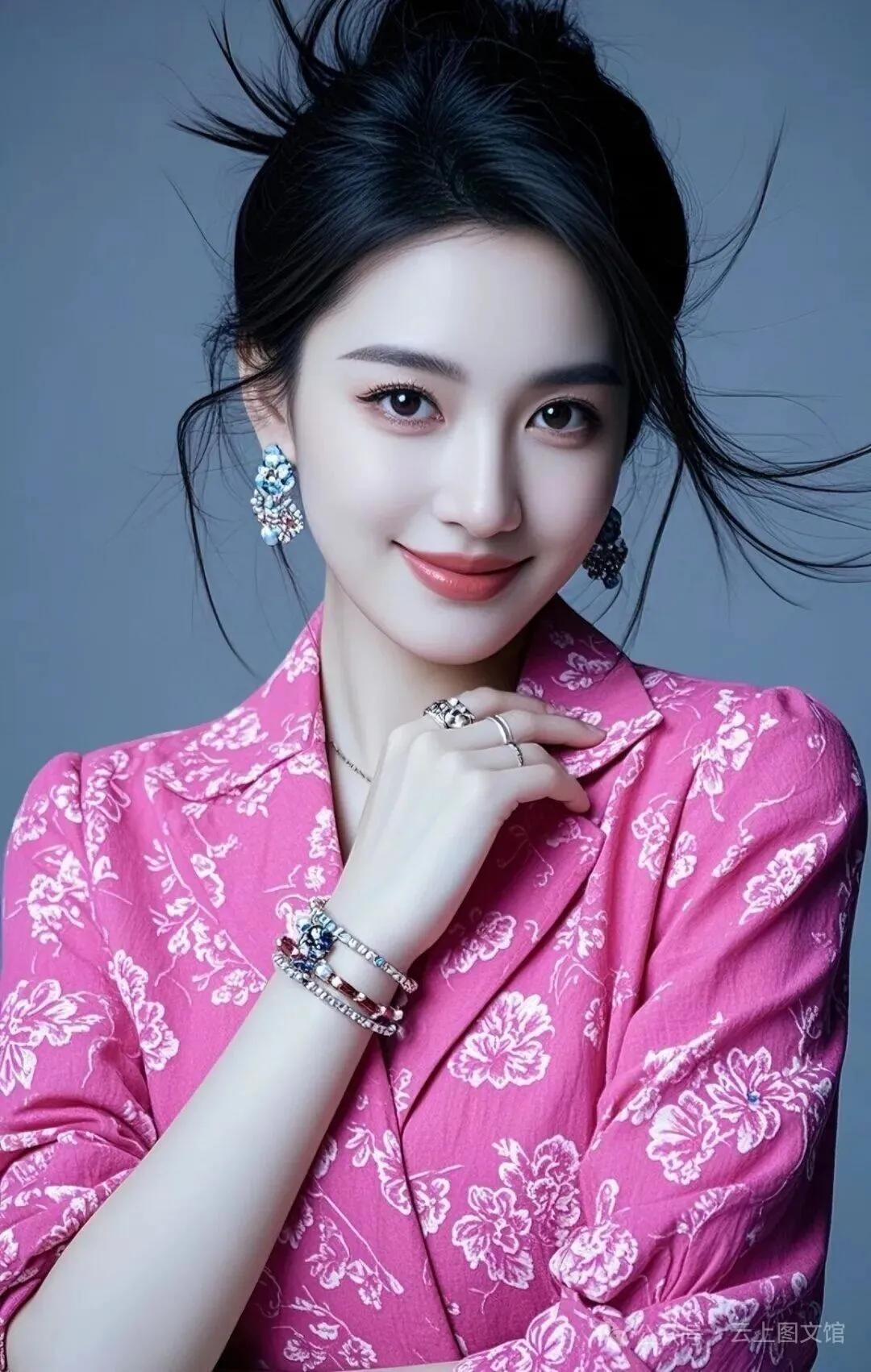 温柔甜美的粉色连衣裙，搭配精致的首饰，尽显优雅气质。