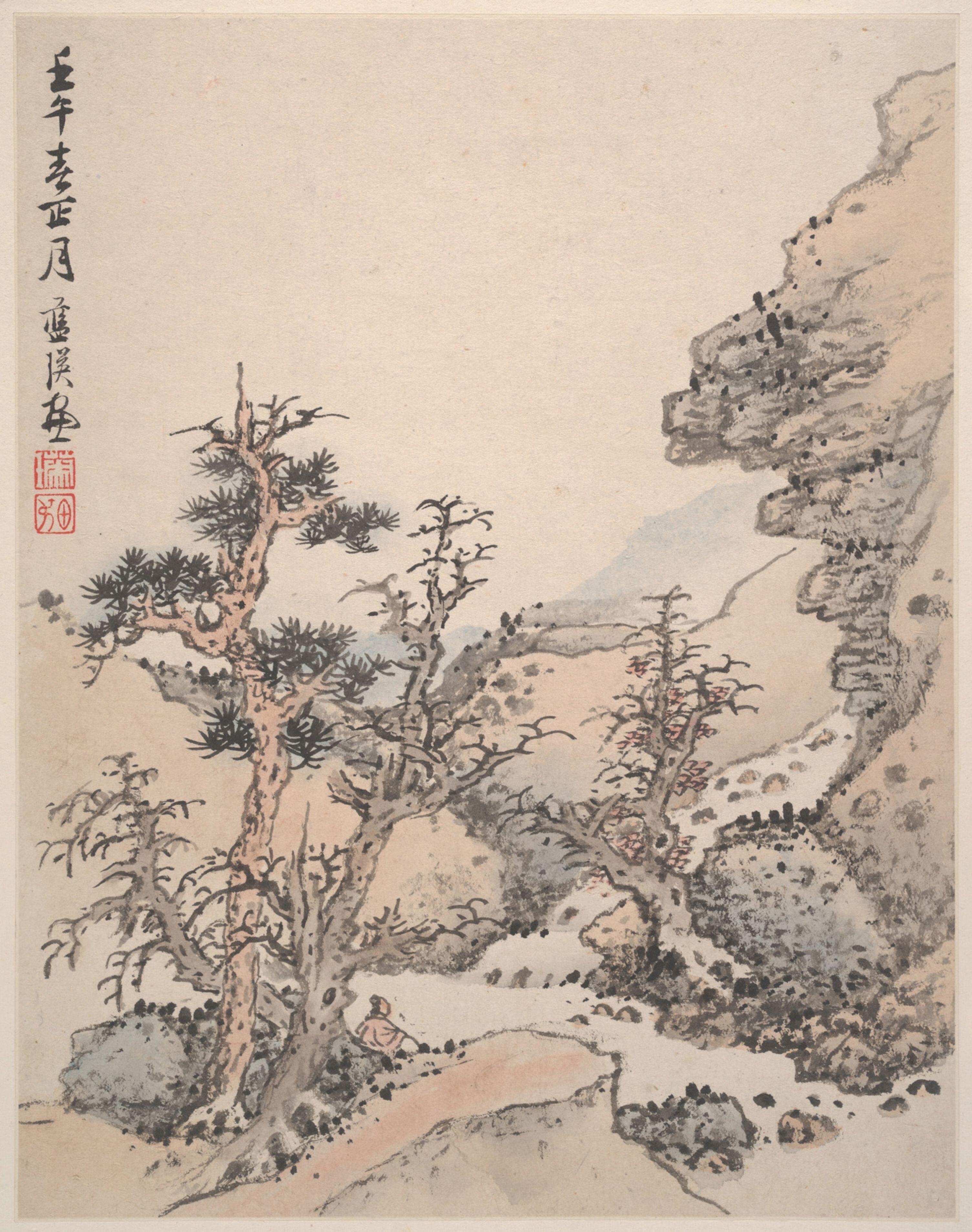 “我似人间不系舟，好风好月亦闲游。”-图｜明·蓝瑛《山水图册》大都会艺术博物馆藏