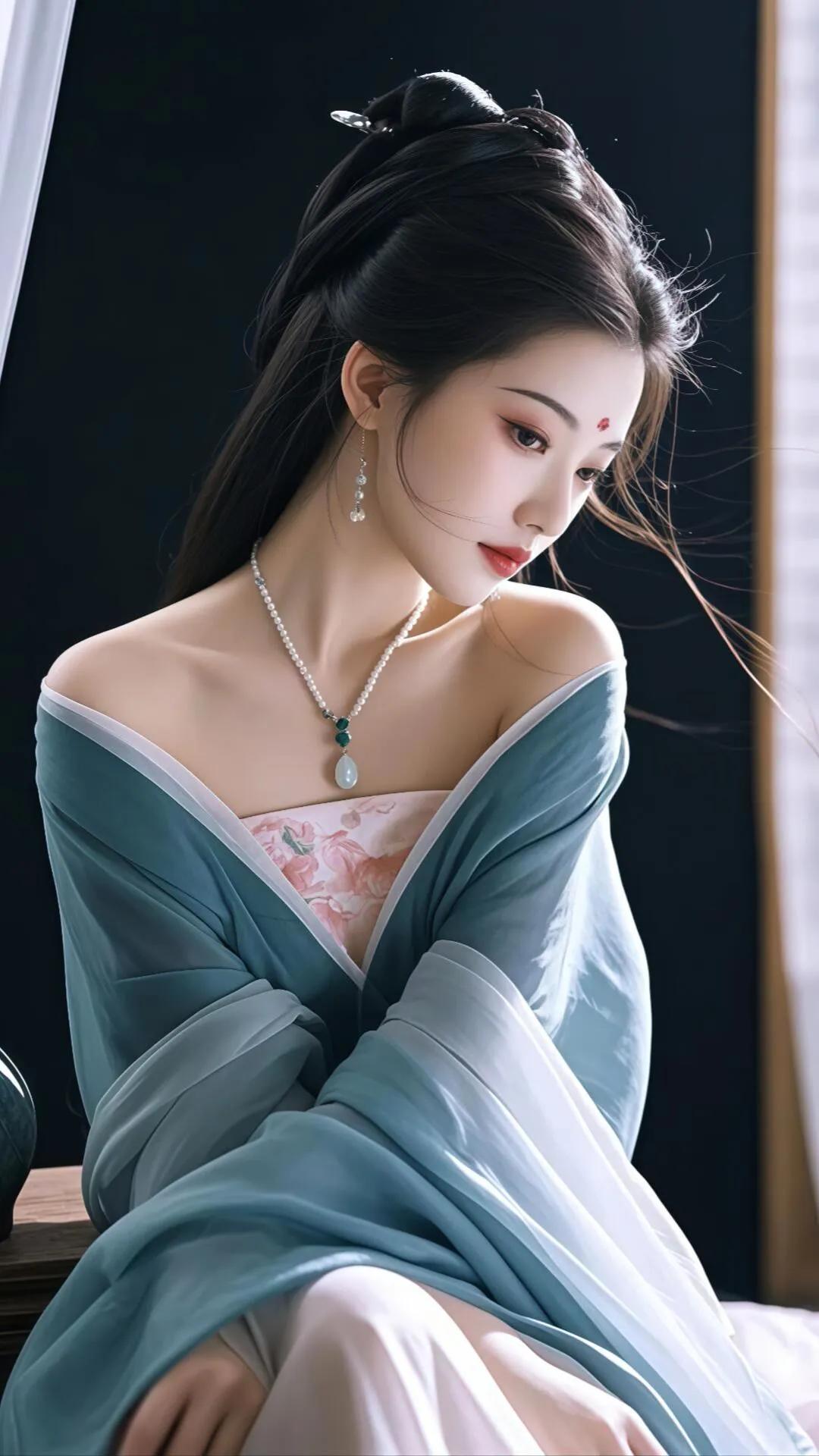 古典美人，青丝如瀑，玉佩轻摇，韵味十足。