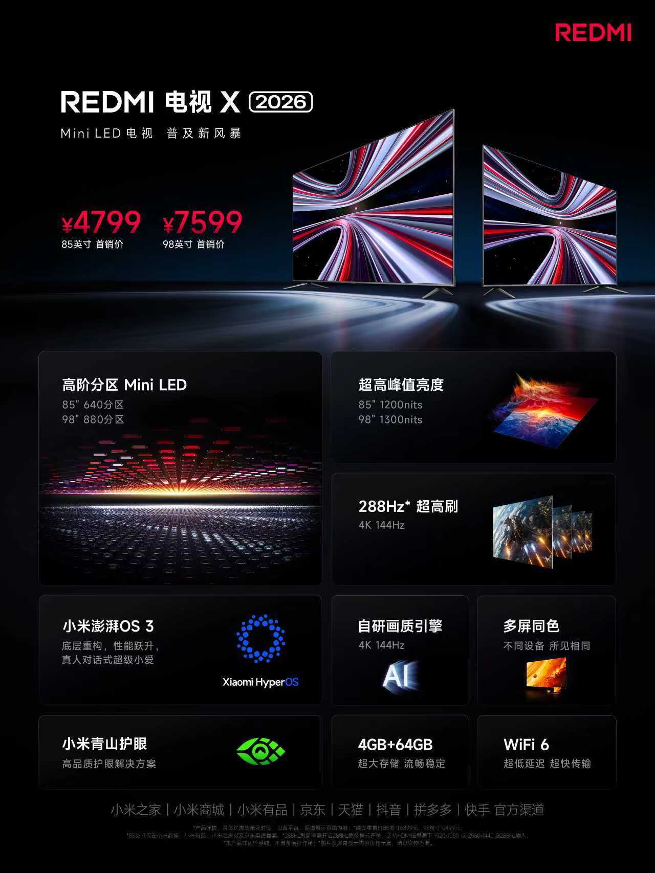 刚好这段时间在装修新房研究家电REDMI电视X2026感觉很不错85吋