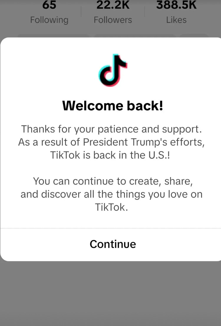 不到8个小时一觉醒来tiktok又恢复访问1、川普竞选承诺有效啊2、tikt