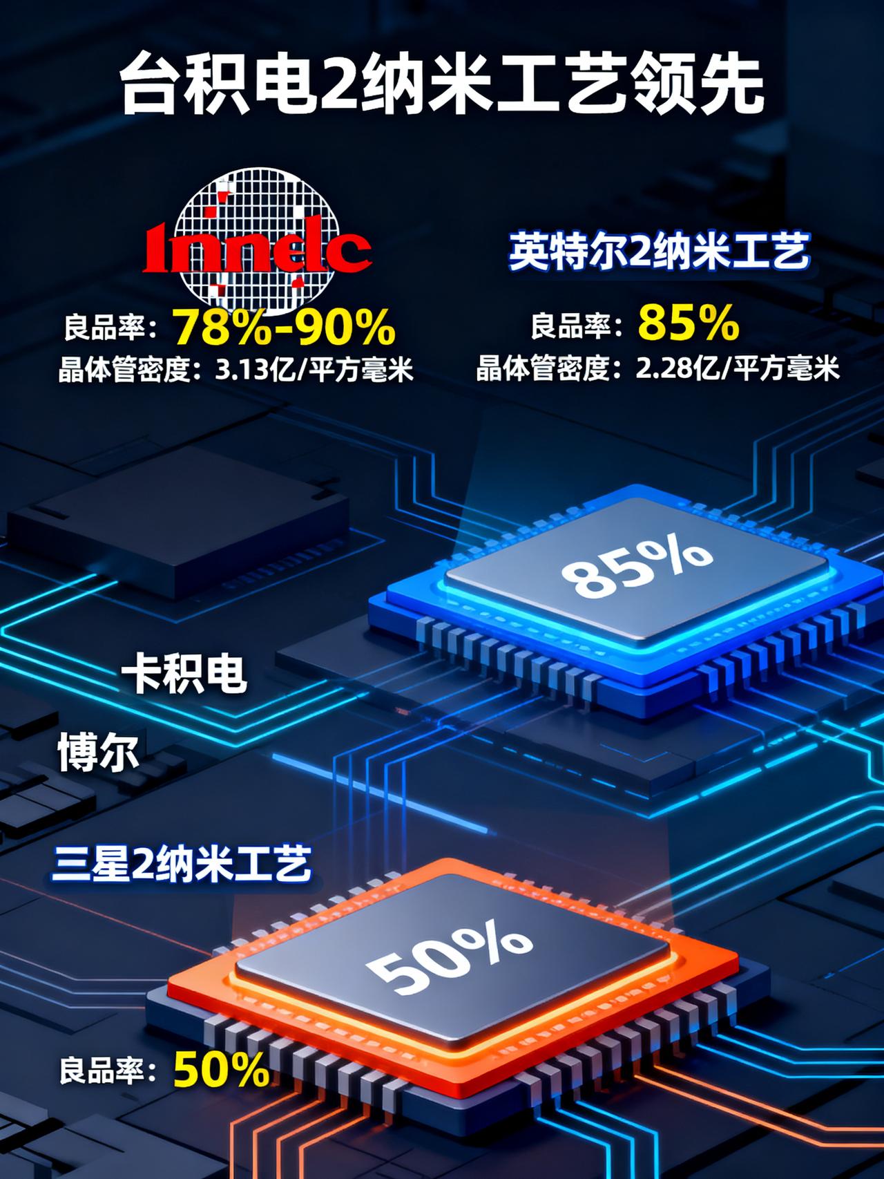 台积电、三星、英特尔2纳米工艺良品率和晶体管密度对比全球2纳米芯片工艺的第一梯