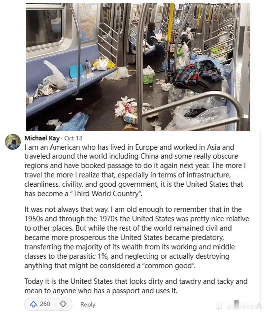 美国网民：美国在基础设施、文明程度、政府治理方面，已经沦为一个“第三世界国家”。