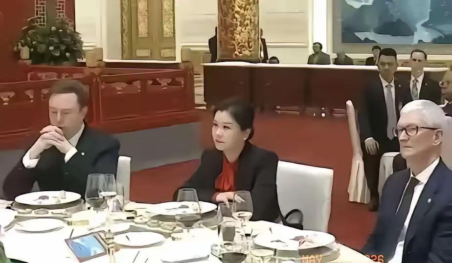 很多人刷到这场大佬同席的画面，第一眼都忍不住好奇，稳稳坐在马斯克和库克中间的这位