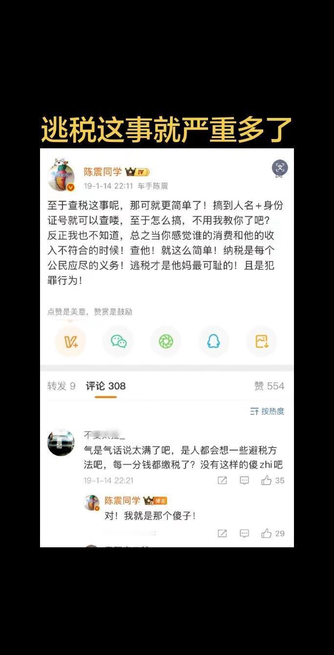 逃税可严重多了。陈震