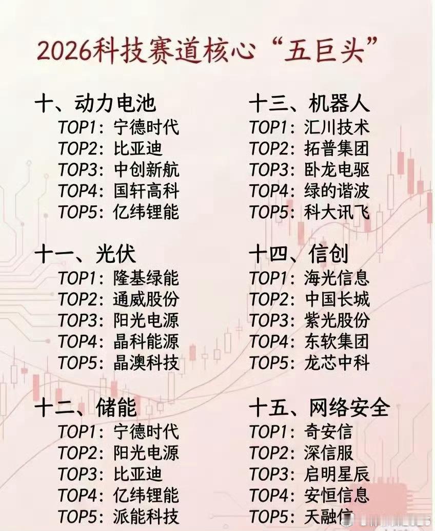 2026年科技赛道核心“五巨头”全景梳理，建议收藏研究！！