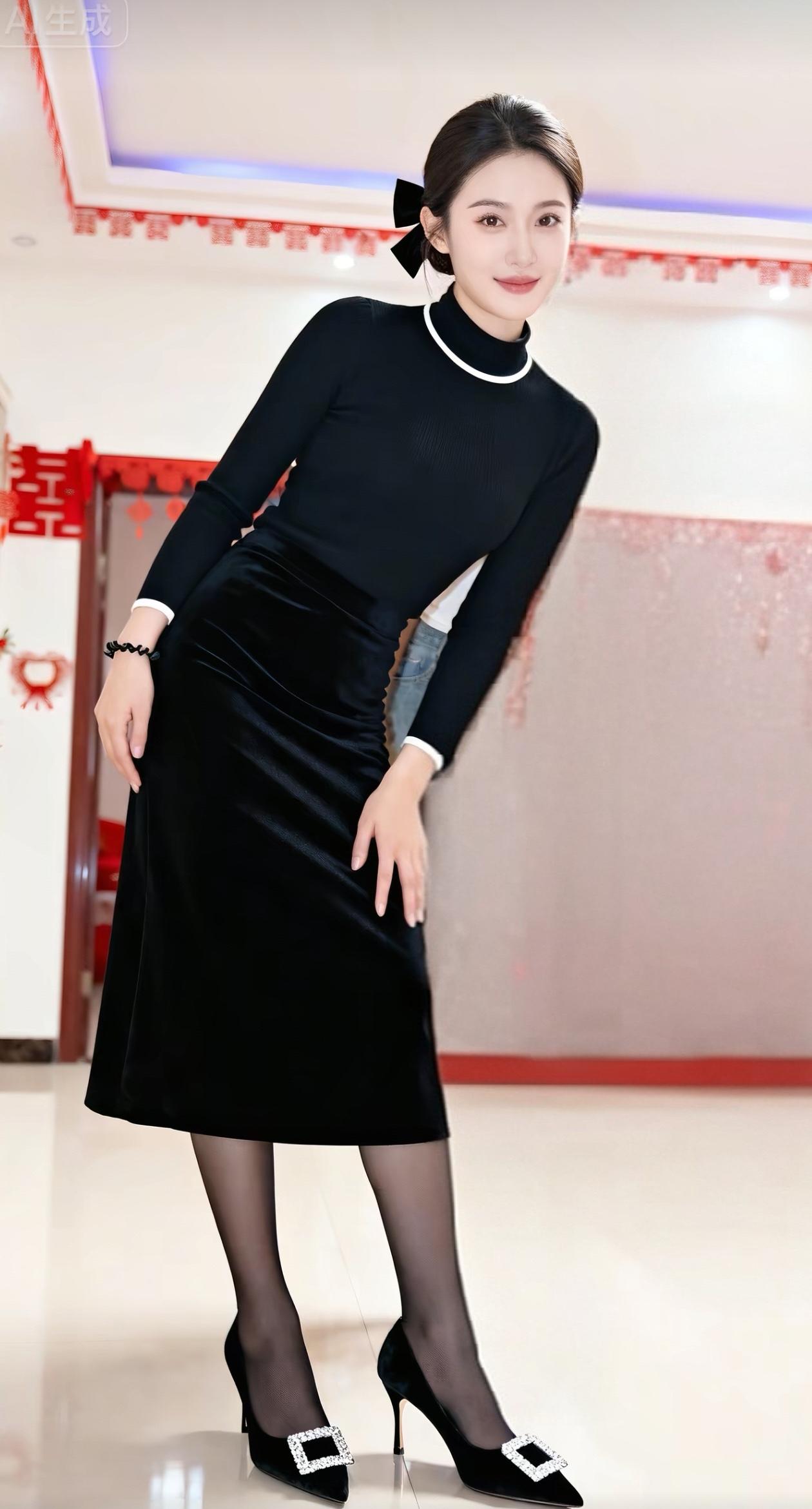 优雅黑裙，气质满分，黑白配经典不败！👗💃🏻