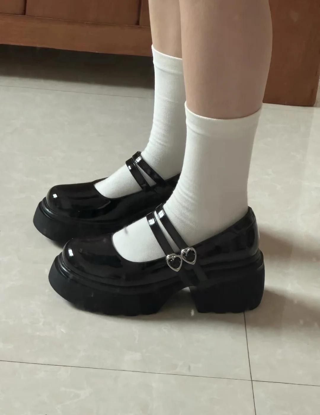 小皮鞋很权威小皮鞋高跟玛丽珍鞋亮面小皮鞋