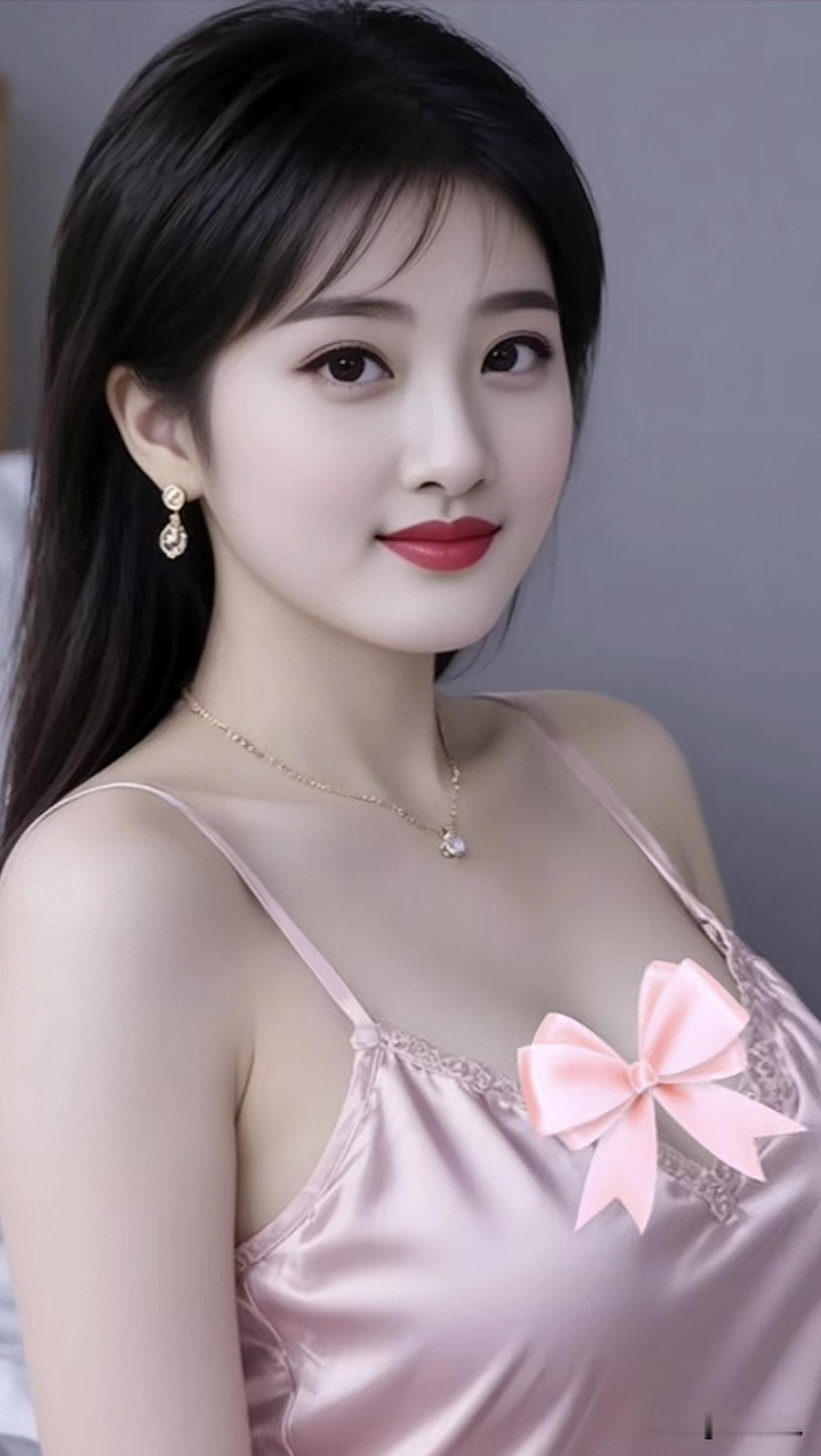 粉衣美人，笑靥如花。粉裳花影照粉妆娇俏佳人粉樱美人图粉妆娇俏佳人粉樱美人