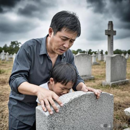 一名男子带着自己的一双儿女，站在孩子妈妈的坟墓前，突然说出的一句话，让人瞬间泪目