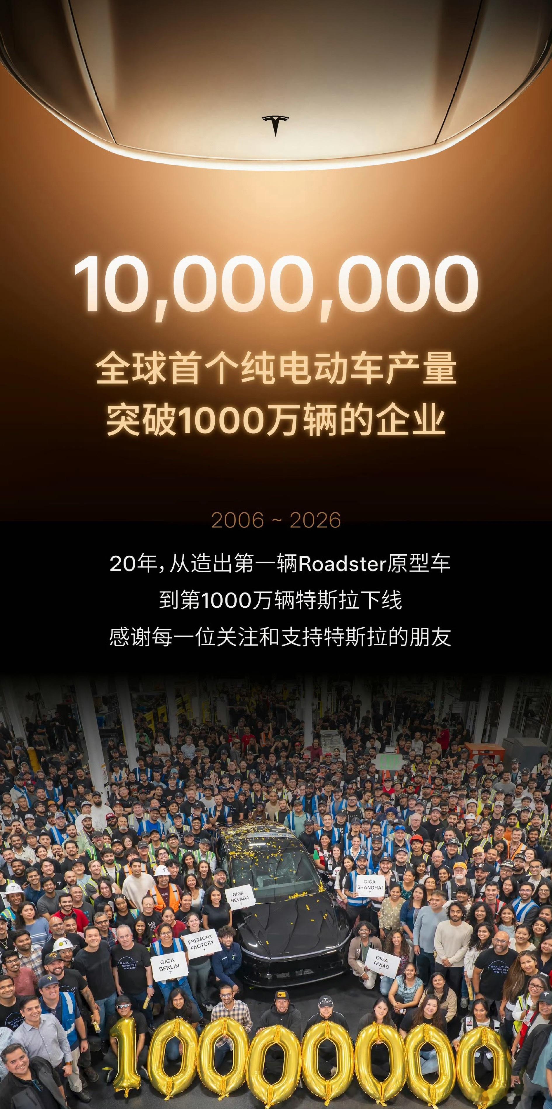 特斯拉1,000万辆了特斯拉