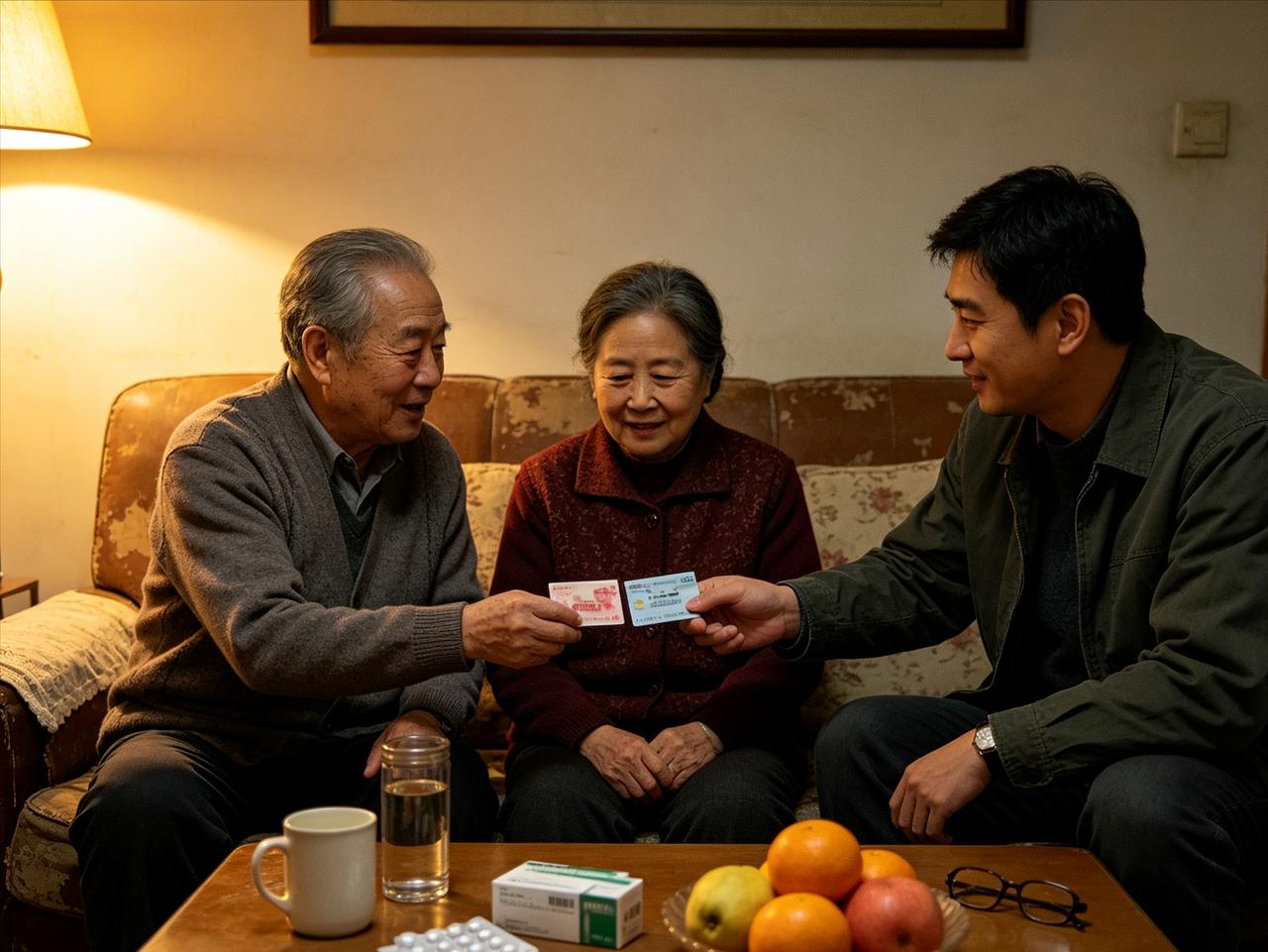 我退休金四千，妻子退休金三千，儿子让我们把工资卡交给他，说：“我替你们养老”