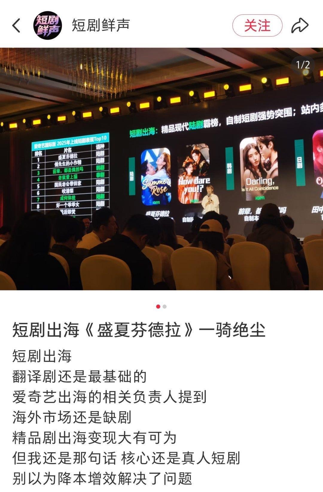 2025爱奇艺短剧出海成绩重点表杨《盛夏芬德拉》表现Top10陆剧占7部⬇️《盛