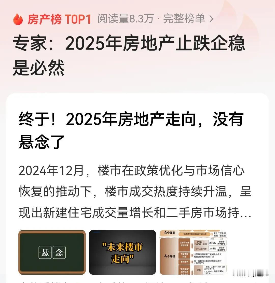 2025年房地产止跌回稳将是必然！一向不看好房地产业发展的黄奇帆也有了新观点，