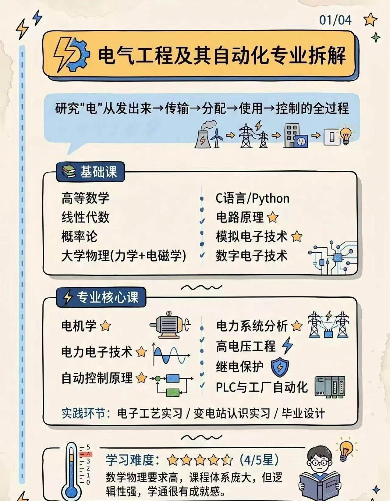 电气工程及其自动化专业解读大学课程考研方向及就业方向