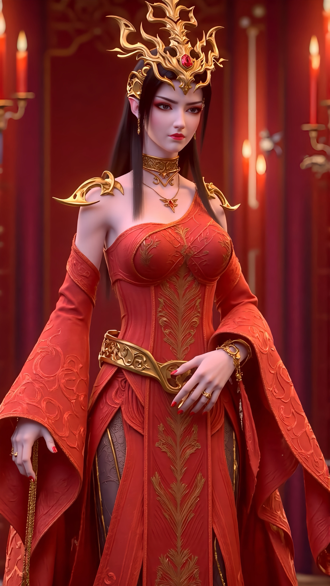 斗破苍穹美杜莎女王/彩鳞【精美壁纸】这背景，这颜色，有点洞房花烛夜的既视感！