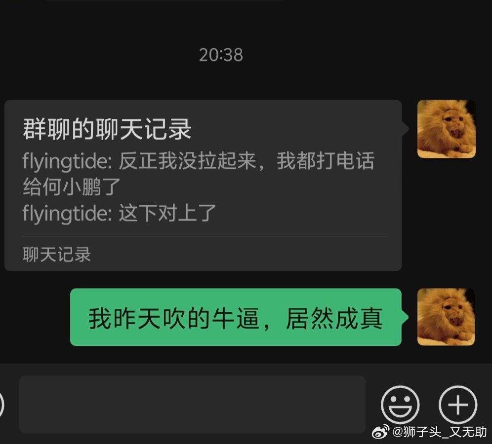 啊？我昨天群里瞎吹的牛逼，居然成真？大v聊车小鹏汽车​​​