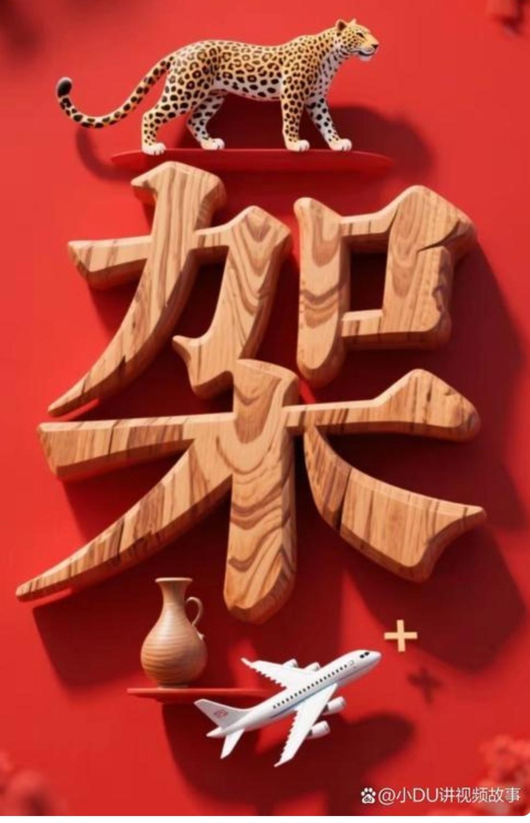 根据图意，谐音猜个成语来。温馨提示：野豹飞机