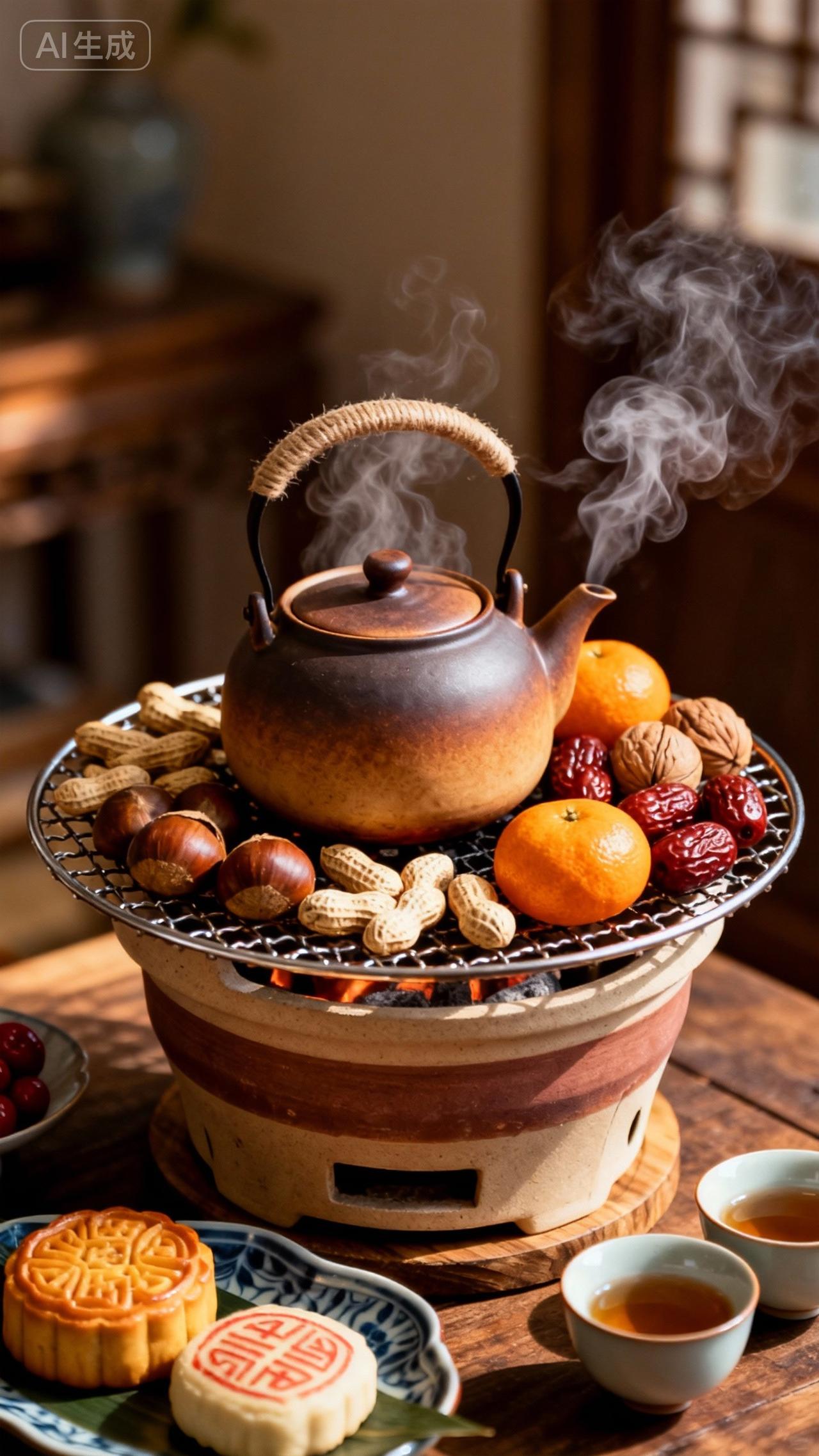 寒夜里的炉火最懂时光——火苗明明灭灭间，煮的是茶，也是这一年的甘苦。春的忙碌、夏