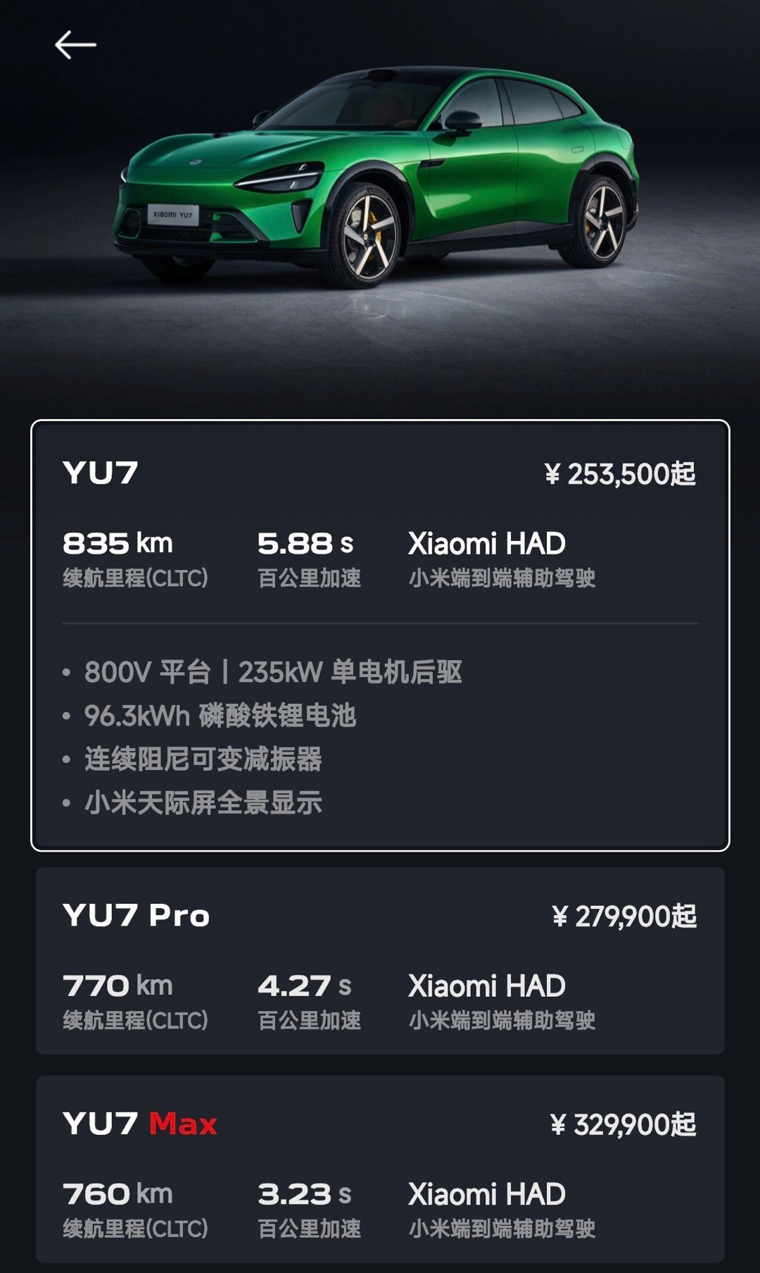 小米YU725.35万起，这价格你们觉得怎么样[大笑]​​​