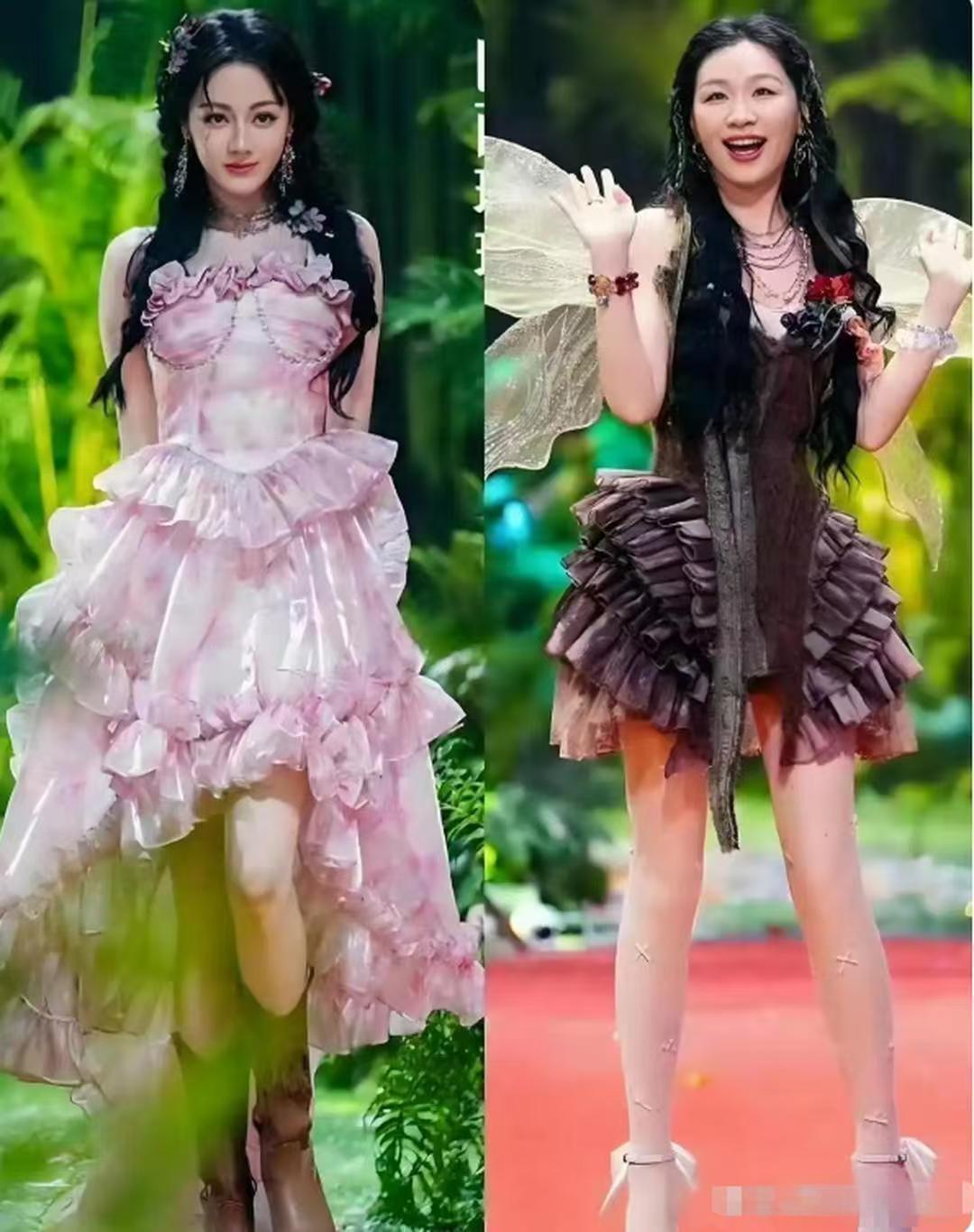 是不是迪丽热巴和金靖把鞋子穿混了，给两人换过来鞋子，看着舒服多了