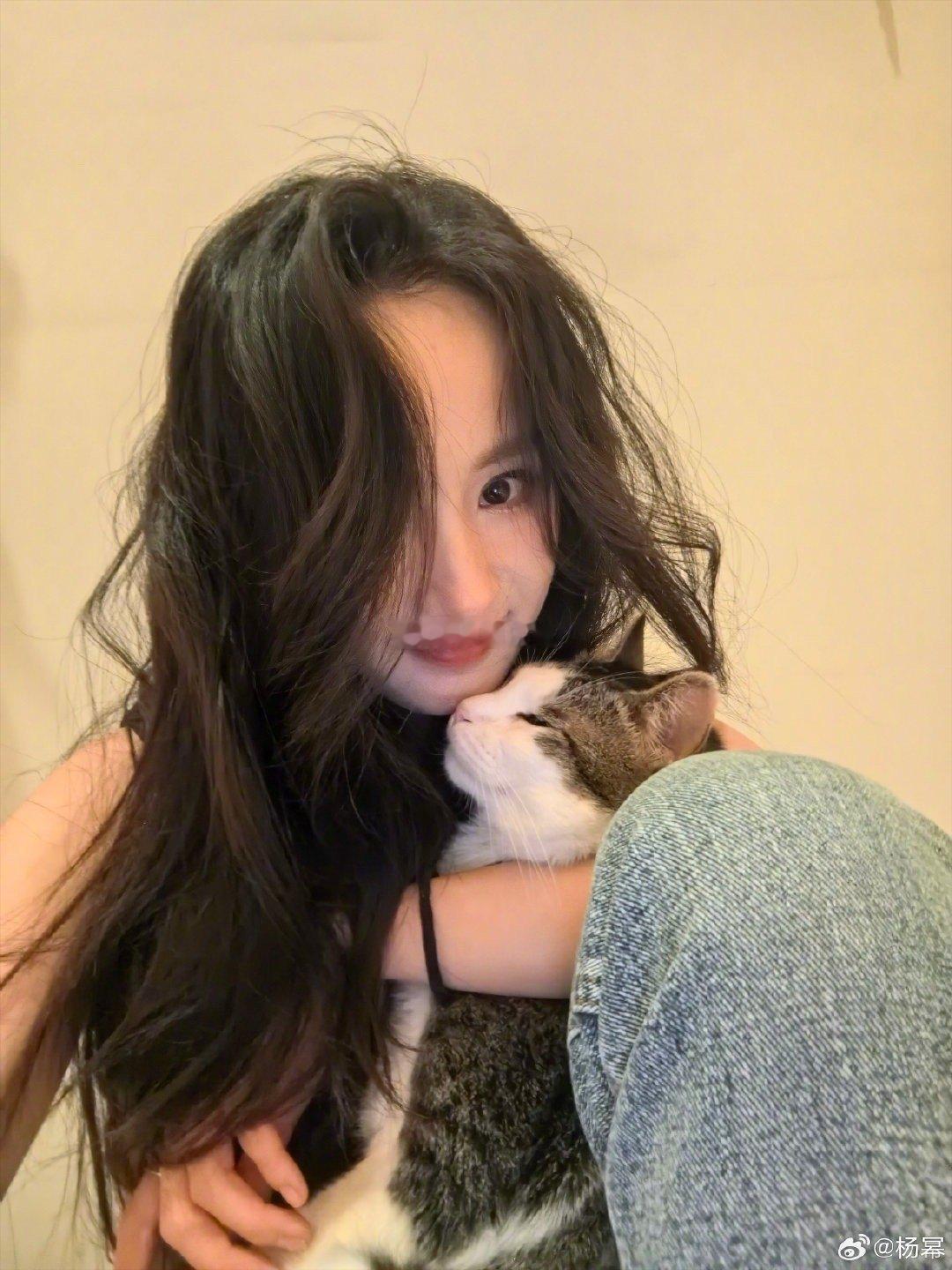 我羡慕的是杨幂吗？不！我羡慕的是那只小猫咪啊！谁不想这样跟美女贴贴呢！[doge]这