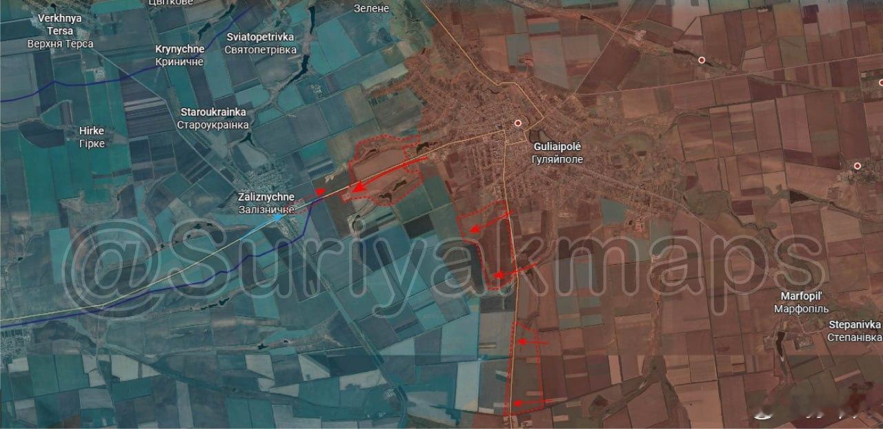 扎波罗热州古力艾波利方向，俄罗斯军队向南部和西部猛攻，夺取大片领土。