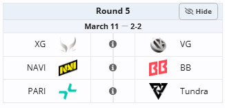 该来的双架终究还是来了，由于BU分和此前交手过的队伍自动规避原则，XG与VG将在