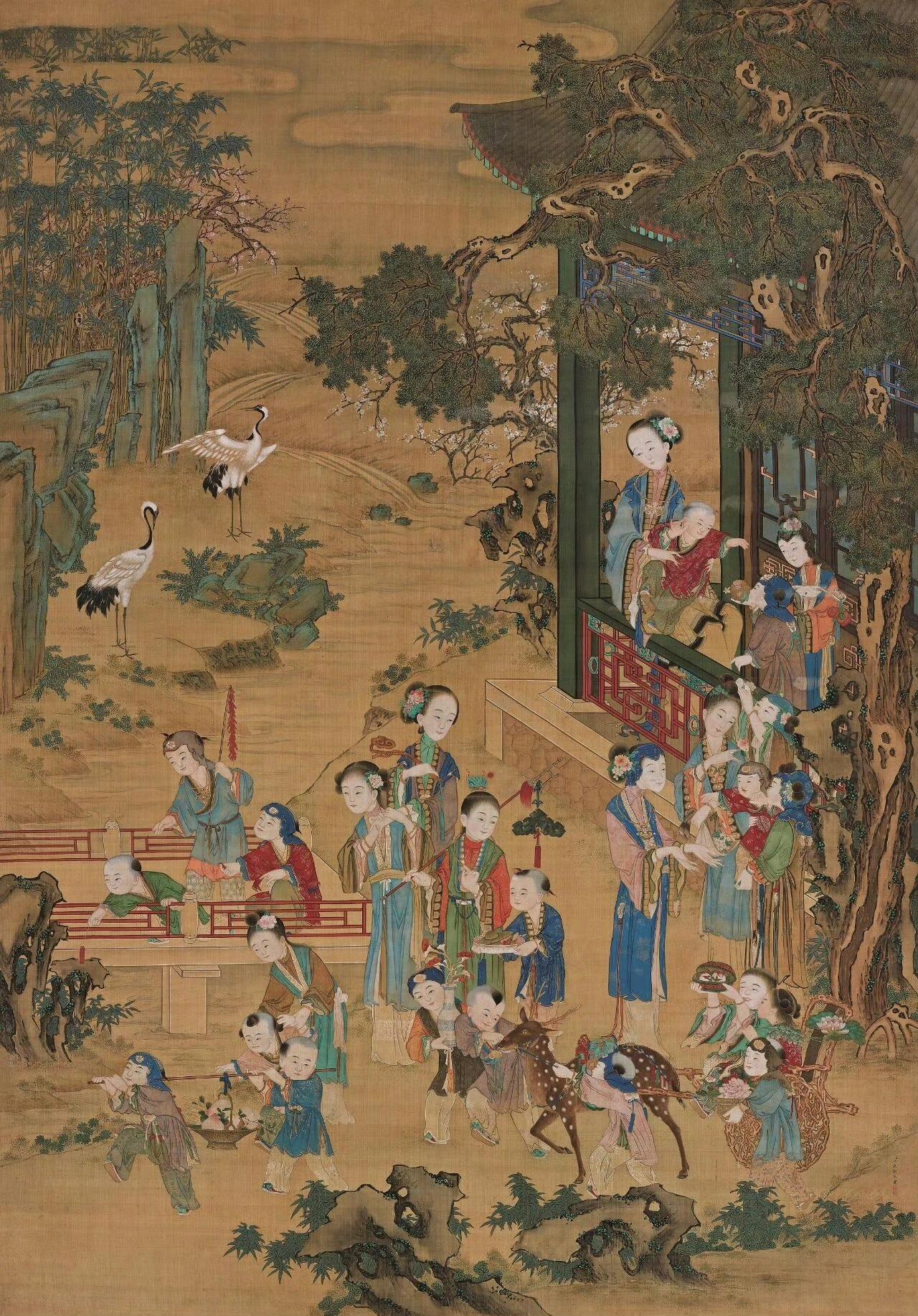 赏画|清·沈庆兰《岁朝吉庆图》传统文化绘画国画