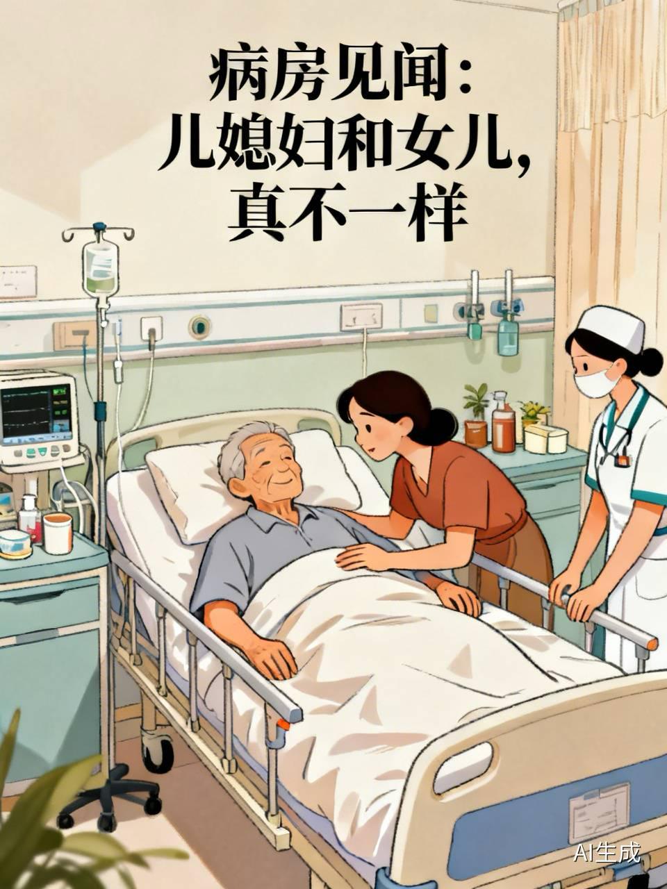 病房见闻：儿媳妇和女儿，真不一样一早，隔壁床大爷的儿媳妇来了。站在门口，跟护
