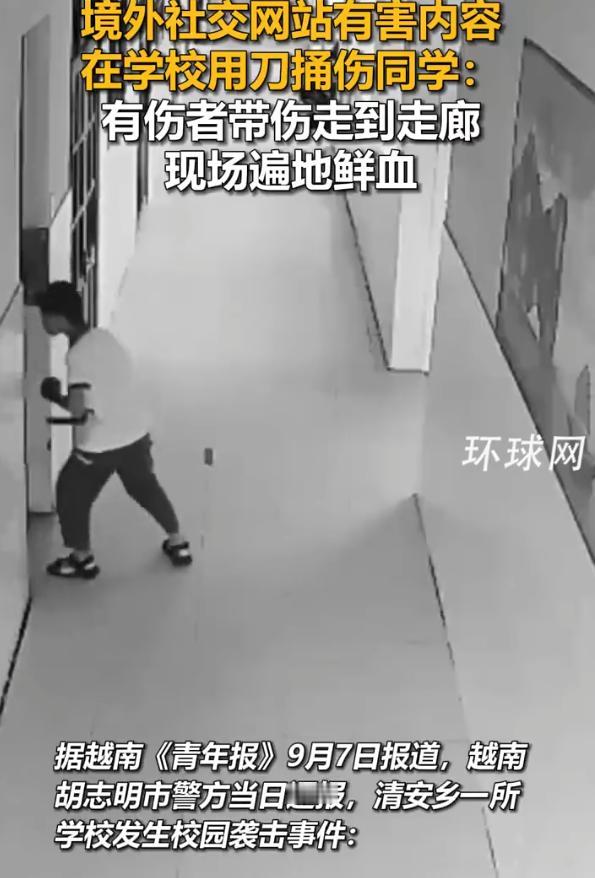 “毫无人性！”越南一15岁初中生在校内持刀捅伤5名同学。被捕后，该生称必须杀死1