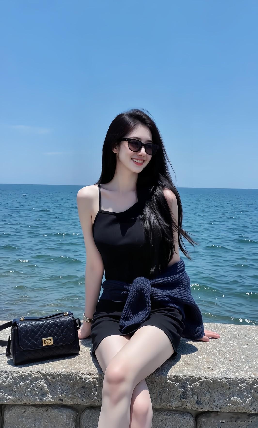 海边度假氛围感拉满🌊，黑裙配墨镜，慵懒时髦两不误。晒图笔记大赛今日分享随手拍