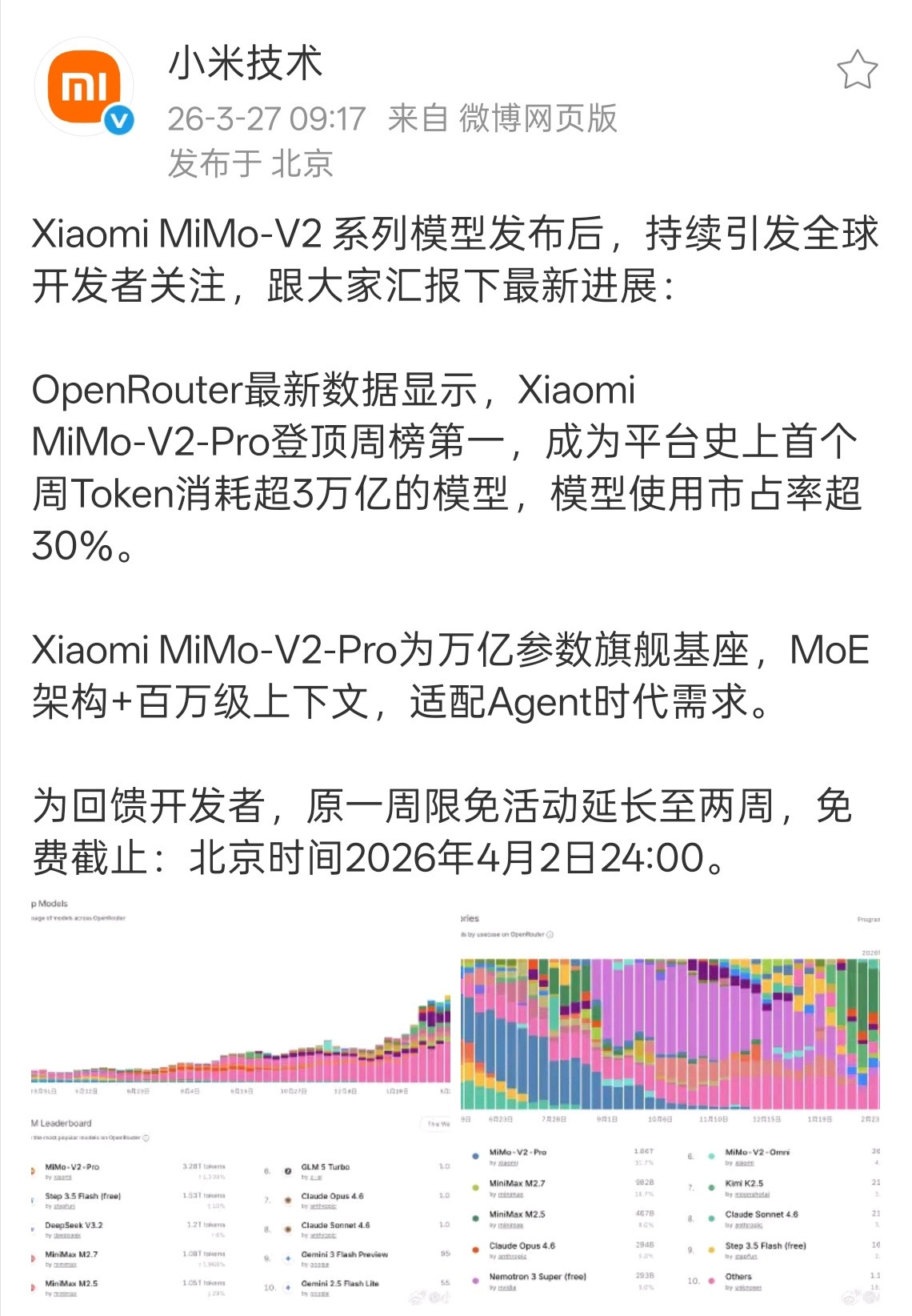 小米官方宣布XiaomiMiMo限免活动延长一周。
