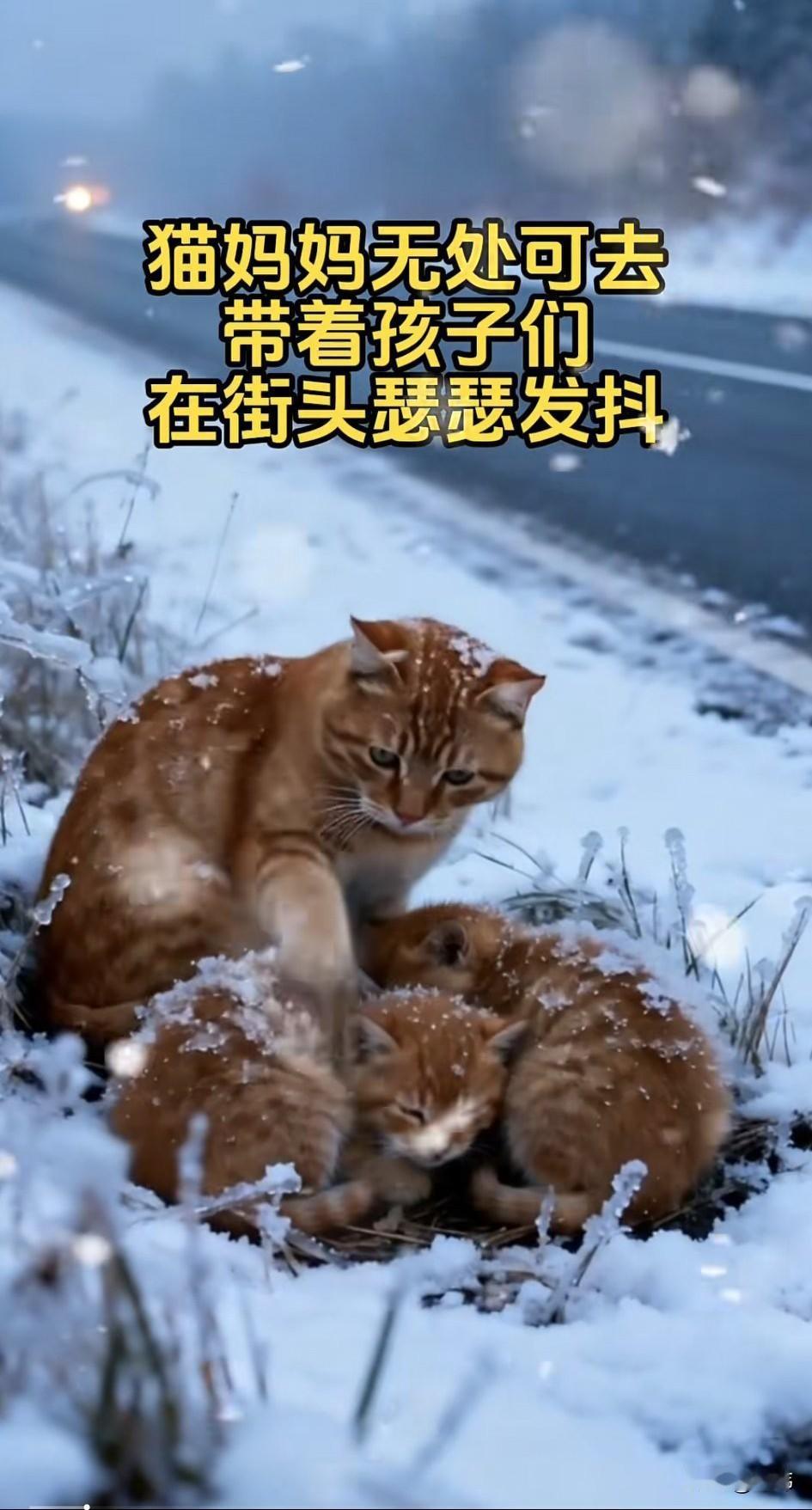 泪目了！一位小姐姐的家乡下了几天的大雪，天气非常寒冷，这天她开着车回家，当她看到