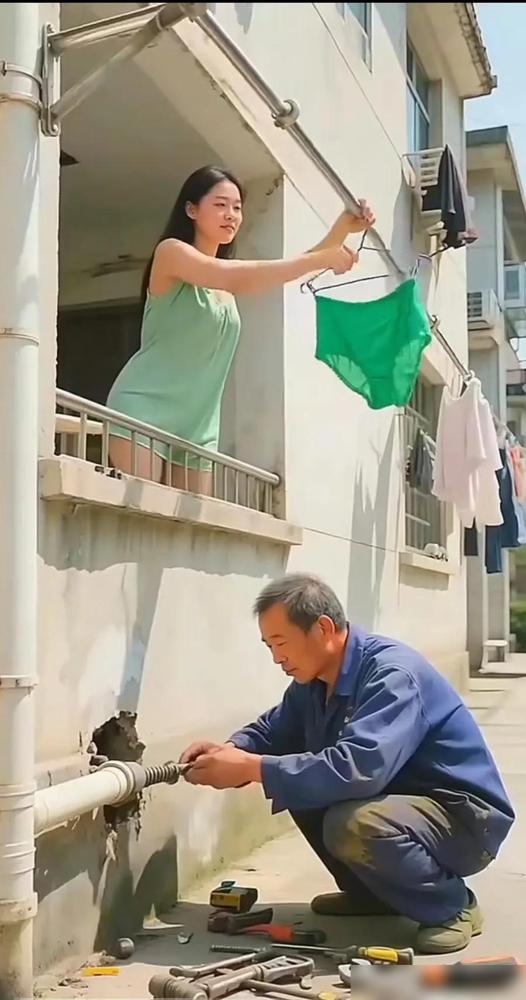 上门修水管遇上这种插曲，换你你咋整？东门庆哥哥在楼下维修排水管，怎么也没有发