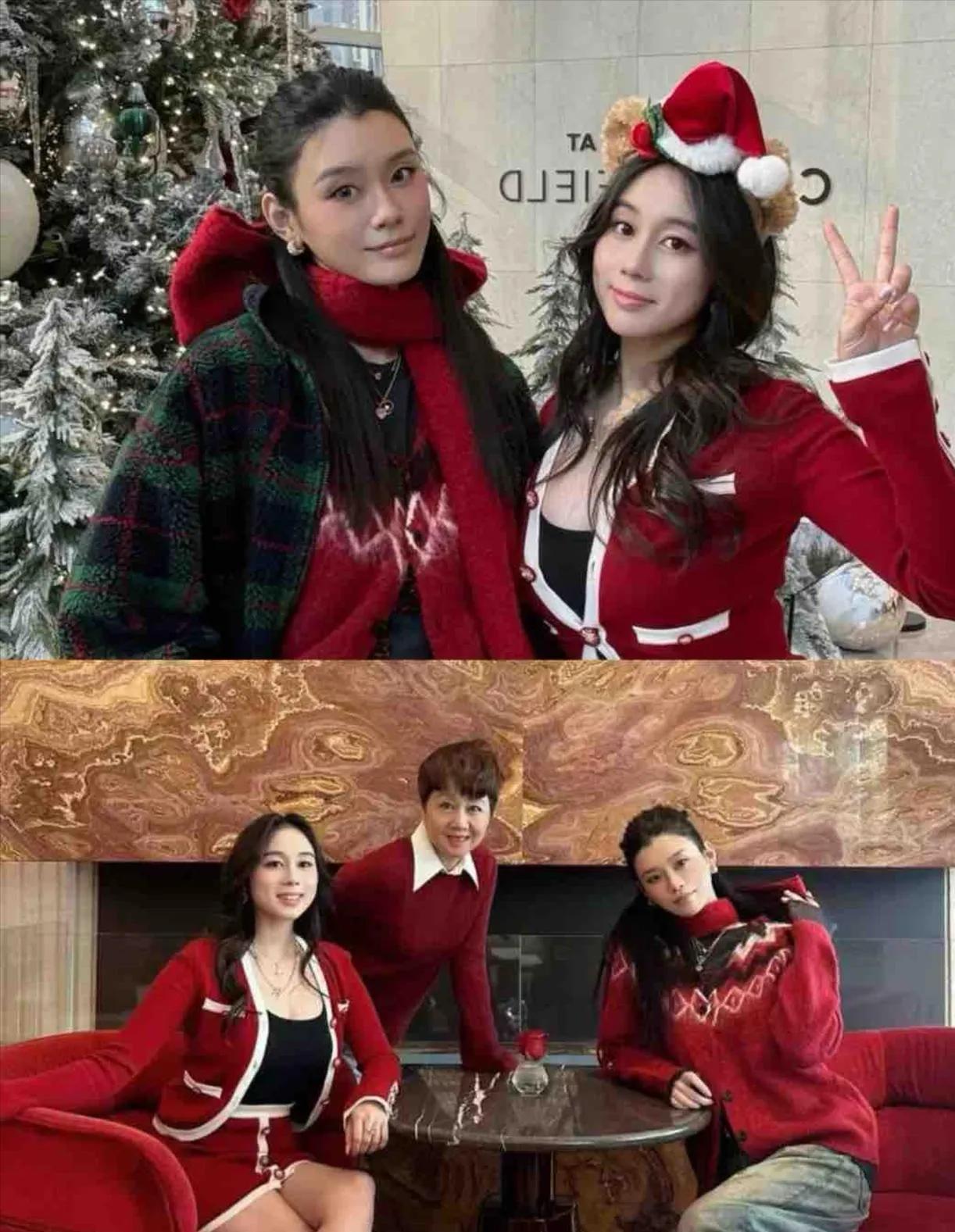奚梦瑶陪四太过圣诞，超模气质藏不住奚梦瑶与四太梁安琪一同过圣诞的合照曝光，