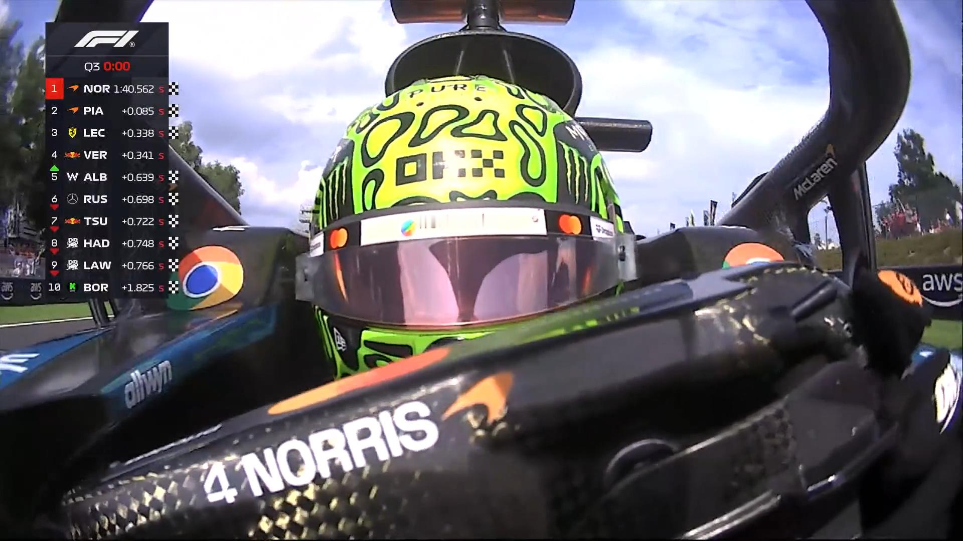 诺里斯取得比利时大奖赛排位赛杆位！F12025F1比利时大奖赛​​​