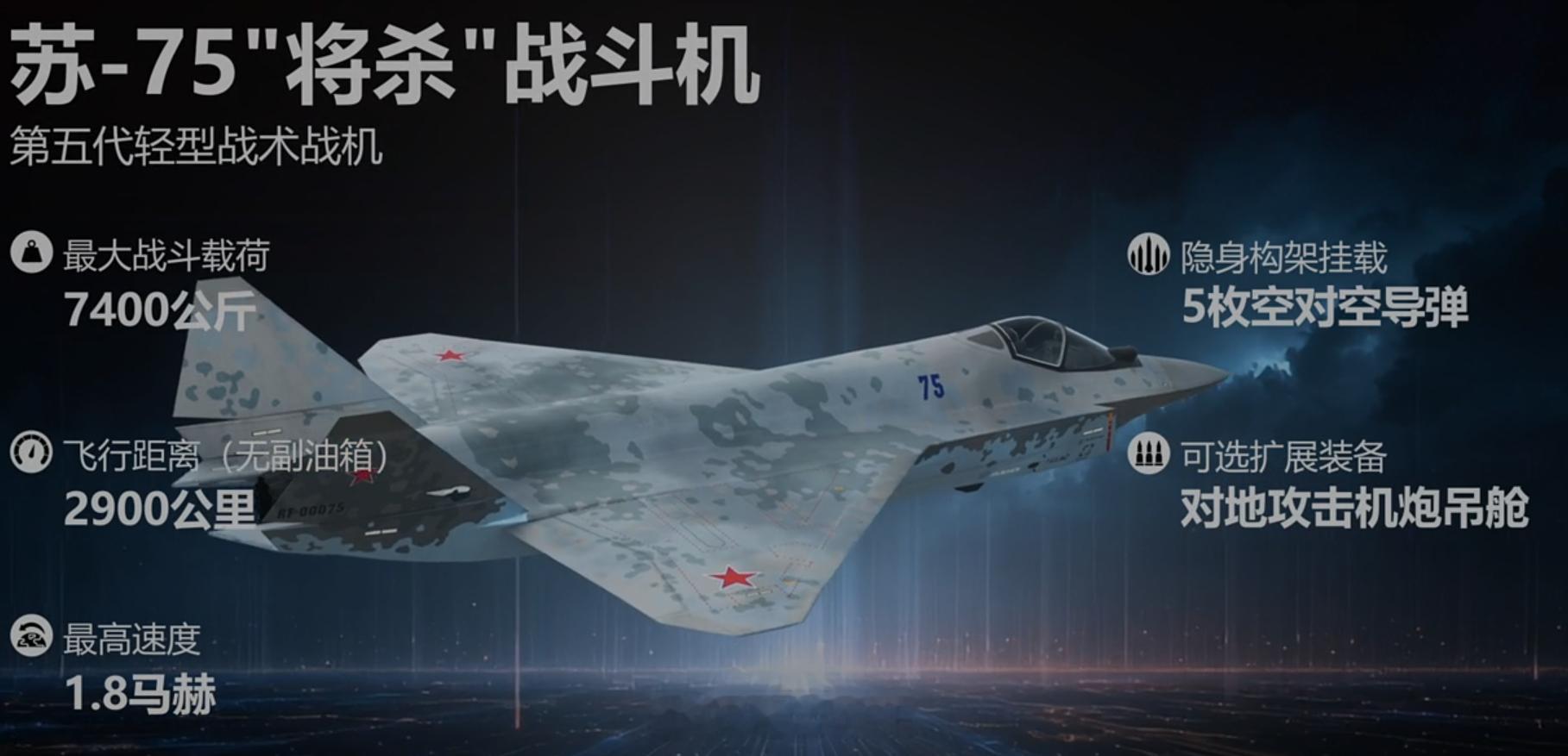 俄罗斯第二款隐身战机“将杀”，代号苏75，预备2026年年初首飞，已经不剩几个月