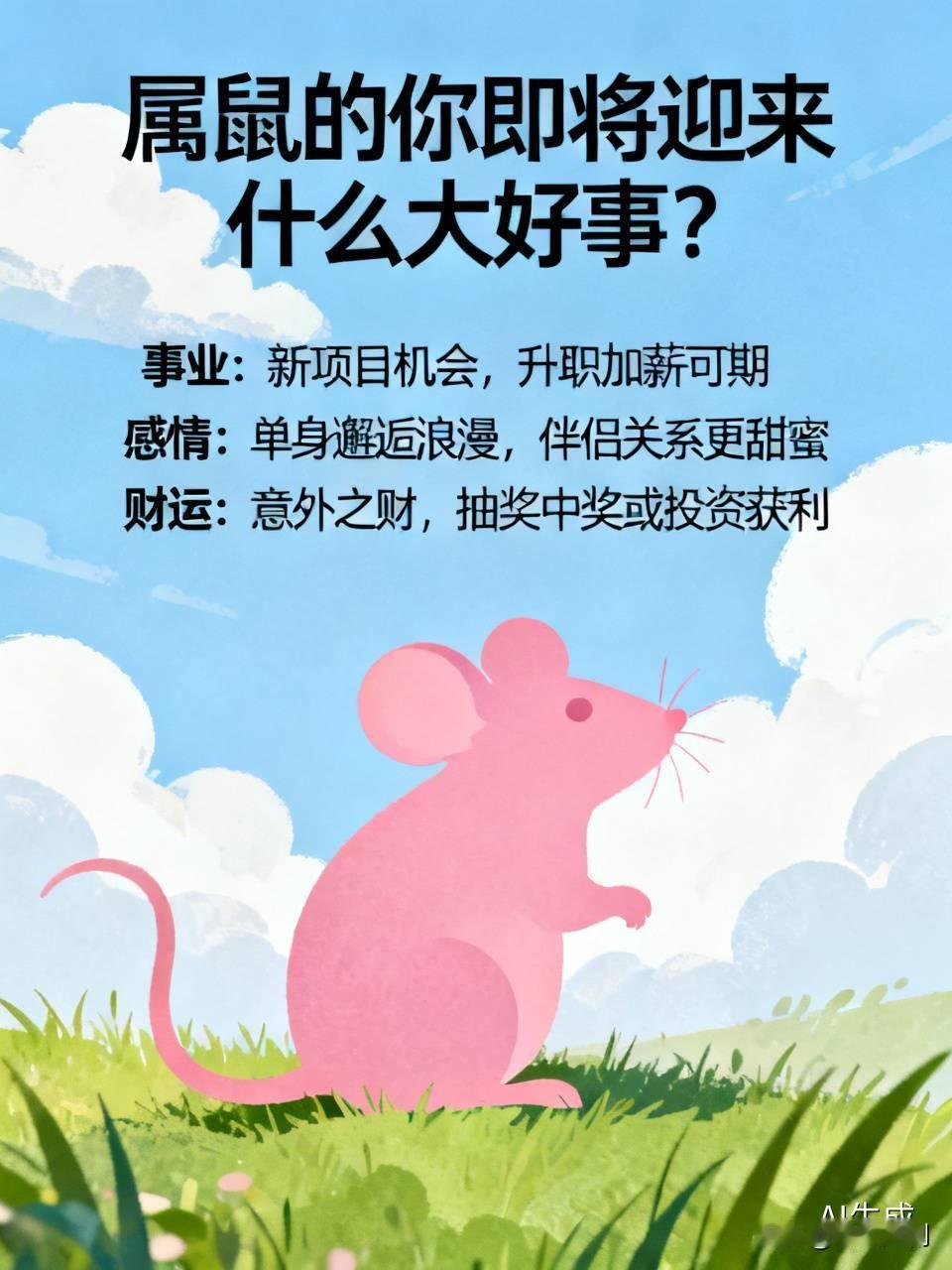 属鼠的你即将迎来什么大好事?属鼠的友友们有福啦！接下来可能要迎来不少大好事。在