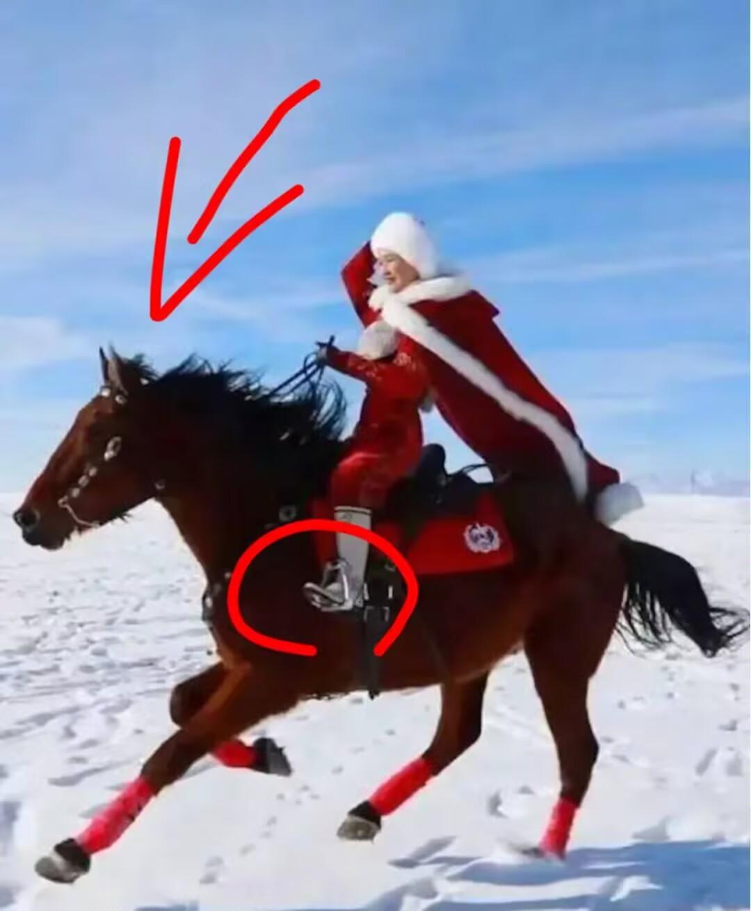 细节真的骗不了人！不信你看这张图，​她平常的骑马的习惯，居然马蹬踩的太往里